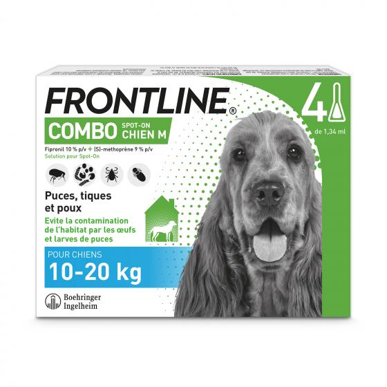 Frontline Combo chiens 10-20 kg - 4 pipettes de 1,34 ml