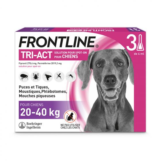 Frontline Tri-Act chiens 20-40 kg - boîte de 3 pipettes de 4 ml