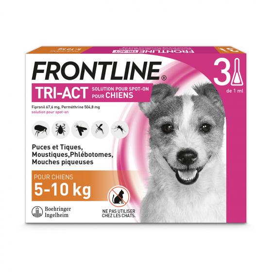 Frontline Tri-Act chiens 5-10 kg - boîte de 3 doses de 1 ml