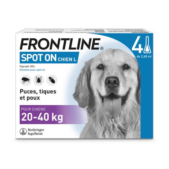 Frontline chiens 20-40 kg - 4 pipettes de 2,68 ml