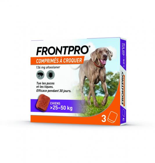 Frontpro comprimé anti puces chien >25-50kg - boîte de 3 comprimés à croquer