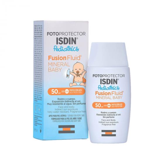 Protection solaire bébé Fusion Fluid Mineral SFP 50+ Fotoprotector Isdin Pediatrics - flacon de 50ml