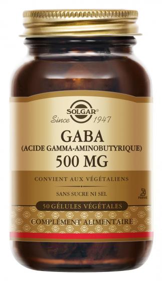 GABA (Acide Gamma-Aminobutyrique) 500 mg Solgar - boîte de 50 gélules végétales