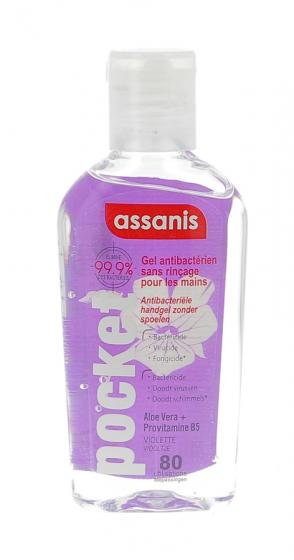 Gel antibactérien pocket sans rinçage parfum violette Assanis - flacon de 80ml