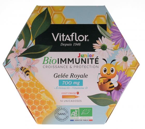 Gelée royale bio 700 mg Immunité & croissance junior apiculte Vitaflor - format 14 jours