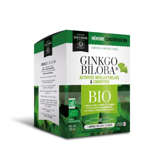 Ginkgo biloba Bio mémoire/concentration Dayang - boîte de 20 ampoules