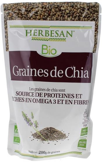 Graines de Chia source de Protéine Herbesan - sachet de 200g de poudre