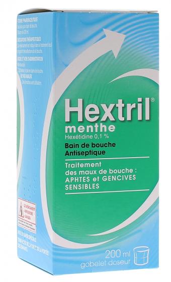 Hextril menthe 0,1% solution pour bain de bouche - flacon de 200 ml