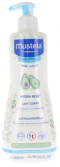 Hydra bébé lait corps peau normale Mustela - flacon pompe de 500 ml