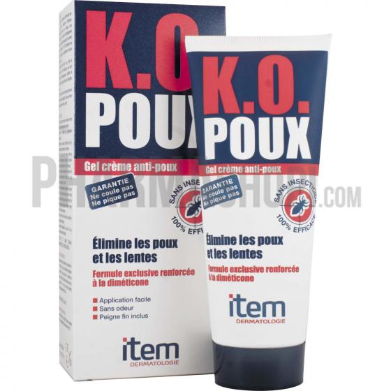 K.O. poux gel crème anti-poux élimine poux et lentes - Tube de 100 ml