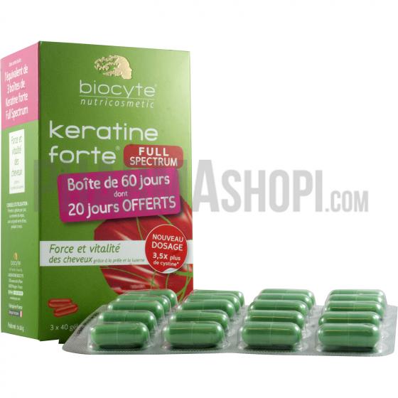 Keratine forte Full Spectrum Biocyte - boite de 120 gélules