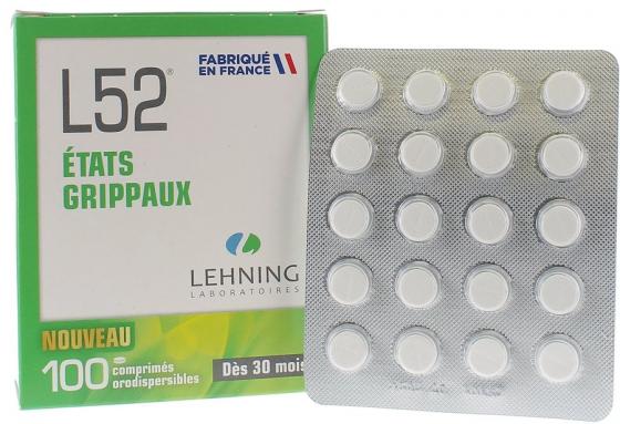 L52 état grippaux Lehning - 100 comprimés orodispersibles