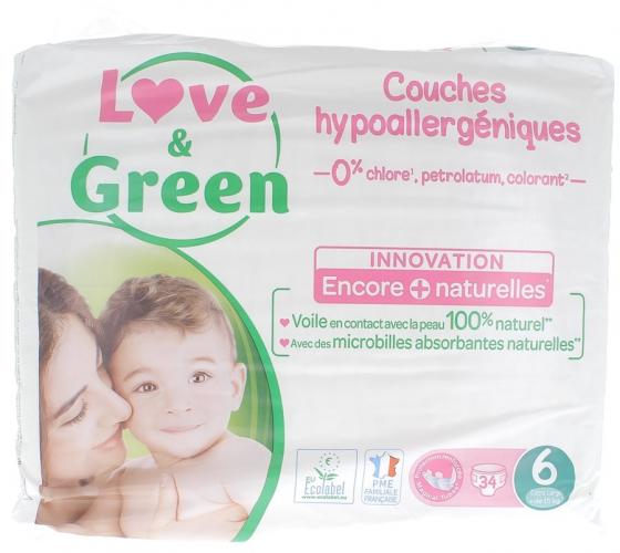 Couche Hypoallergéniques taille 6 Love & Green - 34 couches