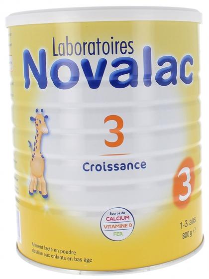 Lait en poudre Novalac 3ème âge croissance de 1 à 3 ans - pot de 800 g