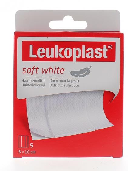 Leukoplast Soft White Pansements à découper BSN Médical - boîte de 5 pansements de 8x10cm
