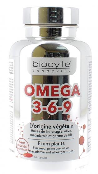 Longevity Omega 3-6-9 Biocyte - boîte de 60 capsules micro-encapsulés