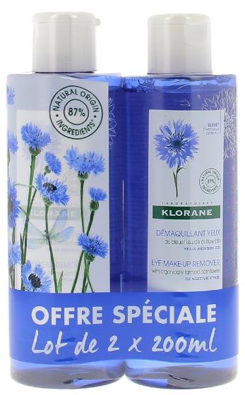 Lotion florale démaquillante au bleuet apaisant Klorane - lot de 2 flacons de 200 ml