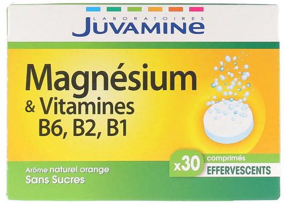 Magnésium et Vitamines B6, B2 et B1 Juvamine - boîte de 30 comprimés effervescents