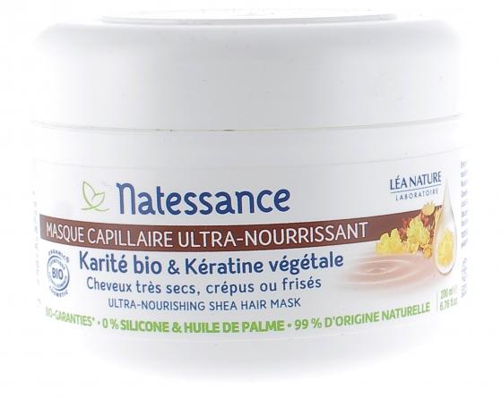 Masque capillaire ultra-nourrissant Karité bio et Kératine végétale Natessance - pot de 200 ml