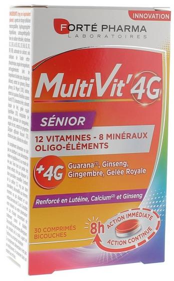 MultiVit' 4G Sénior Forté Pharma - boîte de 30 comprimés bicouches