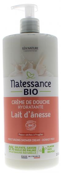 Natessance Crème de douche hydratante lait d'ânesse Léa Nature - flacon-pompe de 1L
