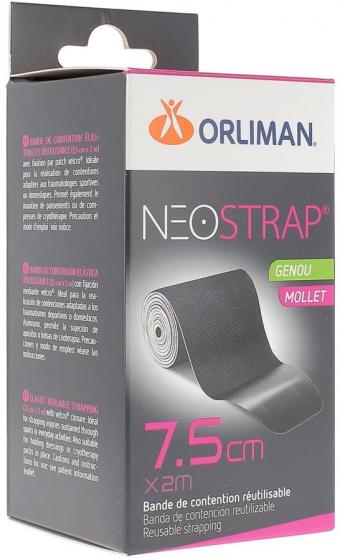 Neostrap genou et mollet 7.5 cm x 2 m Orliman - Boite de 1 bande de contention réutilisable