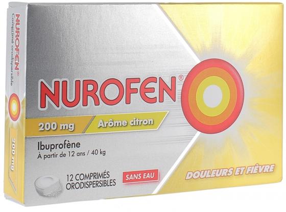 Nurofen 200 mg comprimé orodispersible arôme citron - boite de 12 comprimés