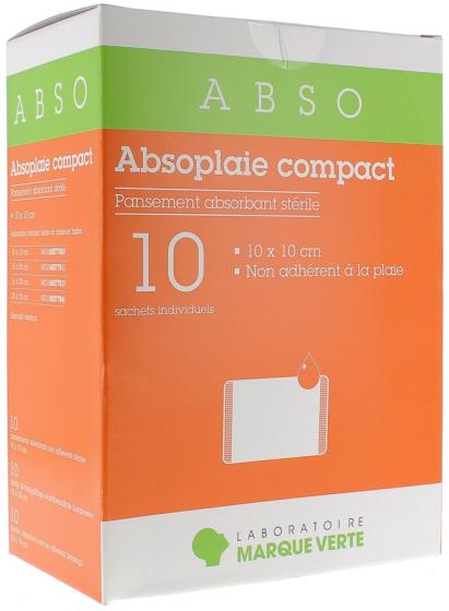 Pansements Absorbants Non adhérents stériles Absoplaie Compact Abso - boîte de 10 sachets individuels