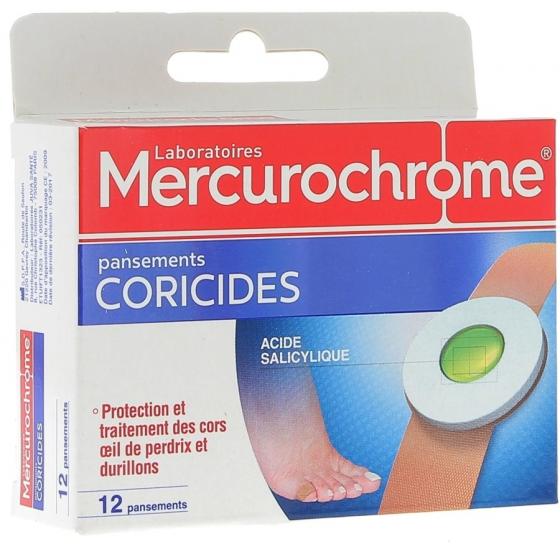 Pansements coricides Mercurochrome - Boite de 12 pansements