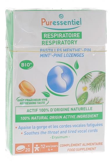 Pastilles menthe-pin respiratoire Puressentiel - boîte de 20 pastilles