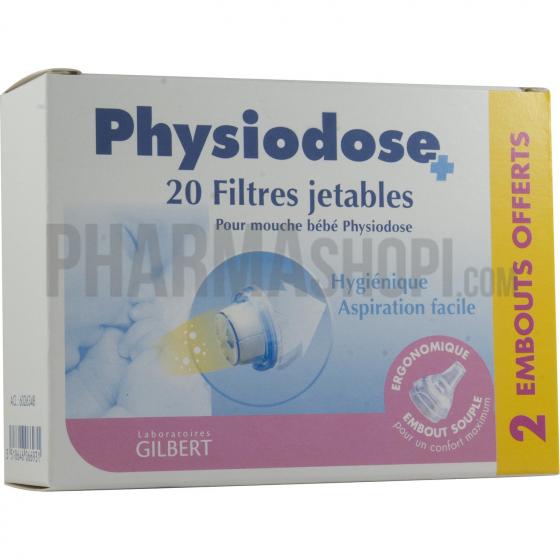 Physiodose filtres jetables mouche bébé Gilbert - 20 filtres jetables + 2 embouts offerts