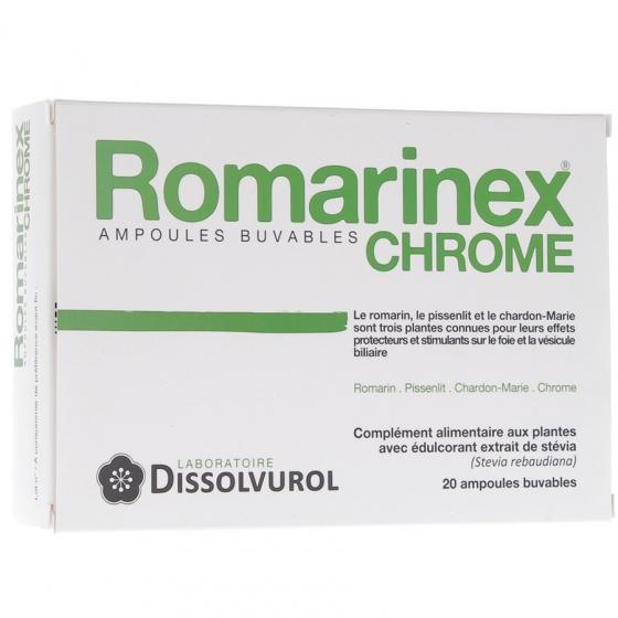 Romarinex chrome ampoules buvables Dissolvurol - boite de 20 ampoules