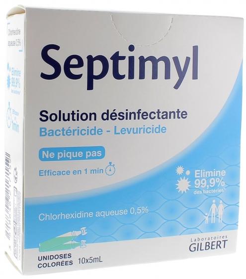 Septimyl Solution Désinfectante Chlorhexidine aqueuse 0,5% Gilbert - boîte de 10 unidoses de 5 ml