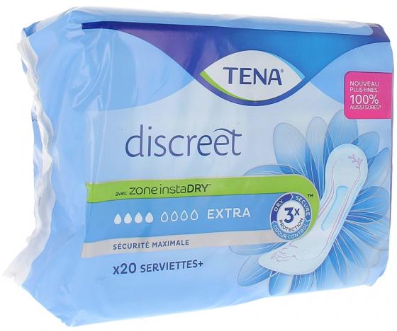 Serviettes hygiéniques discreet extra Tena - 20 serviettes