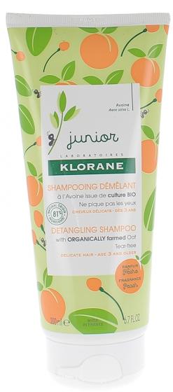 Shampoing démêlant parfum pêche junior Klorane - flacon de 200 ml