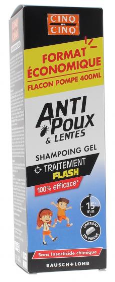 Shampooing Gel anti poux & lentes Cinq sur Cinq - flacon-pompe de 400 ml + peigne