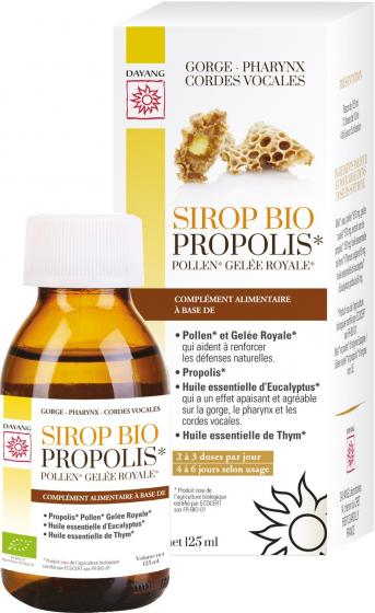 Sirop propolis pollen gelée royale Bio Dayang - flacon de 125 ml