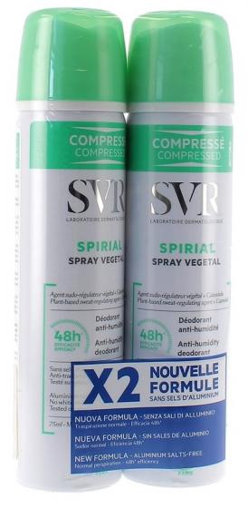 Spirial spray végétal déodorant anti-humidité 48h SVR - lot de 2 sprays de 75 ml
