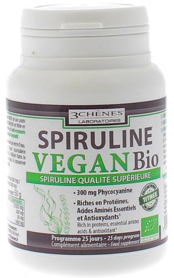 Spiruline Vegan Bio 3 Chênes - boîte de 60 comprimés