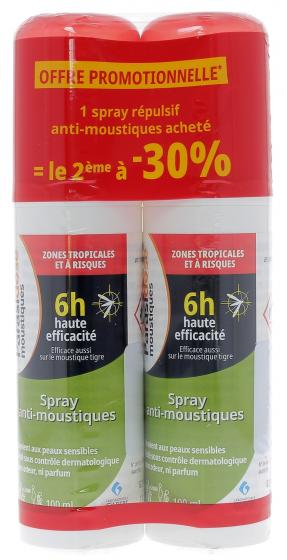 Spray anti-moustiques zones tropicales et à risques Parasidose - lot de 2 sprays de 100 ml