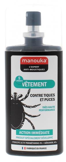 Spray pour vêtements contre les tiques et puces Manouka - spray de 75 ml
