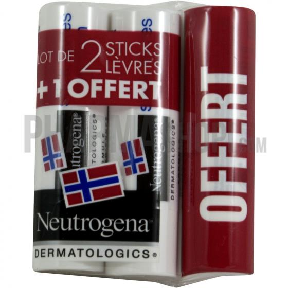 Stick lèvre Neutrogena - lot de 2 sticks + 1 offert