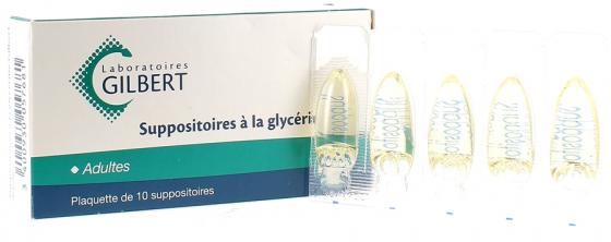 Suppositoires à la glycérine adultes Gilbert - boîte de 10 suppositoires