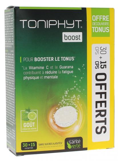 Toniphyt boost goût citron vert menthe Santé verte - 30 comprimés effervescents + 15 gratuits