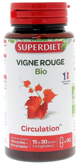 Vigne rouge circulation bio Super Diet - boite de 90 gélules