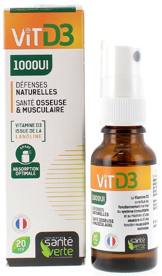 Vitamine D3 1000 UI défenses naturelles Santé Verte - spray de 20ml