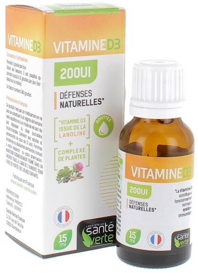 Vitamine D3 200UI Santé Verte - flacon de 15 ml
