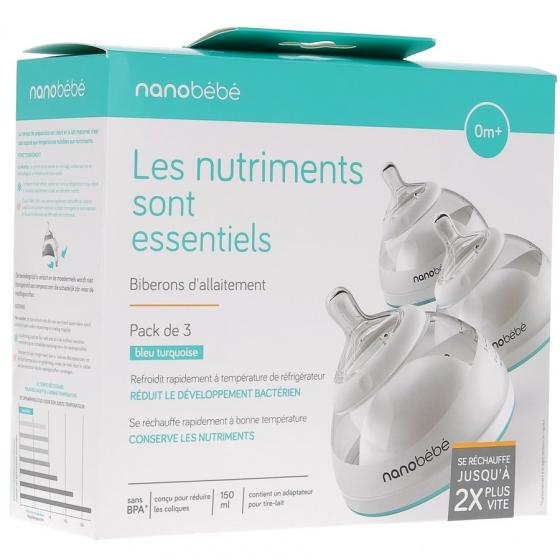 Biberons d'allaitement Nanobébé - 3 biberons + adapteur tire-lait
