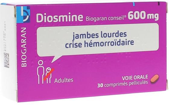 Diosmine Biogaran 600mg - boîte de 30 comprimés pelliculés