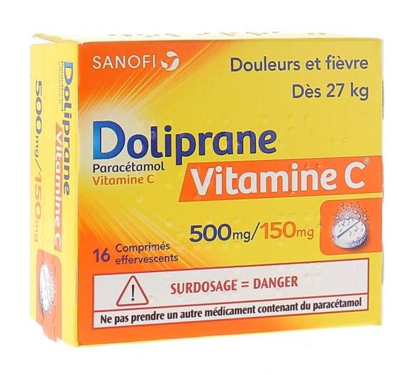 Doliprane Vitamine C 500mg - 16 comprimés effervescents